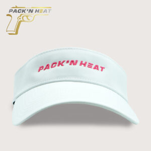 White Adidas Visor with Pink Pack'n Heat Logo Embroidery