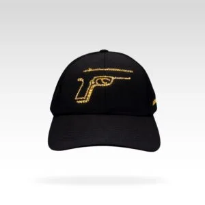 Black Cap with Embellished Gold Pistol