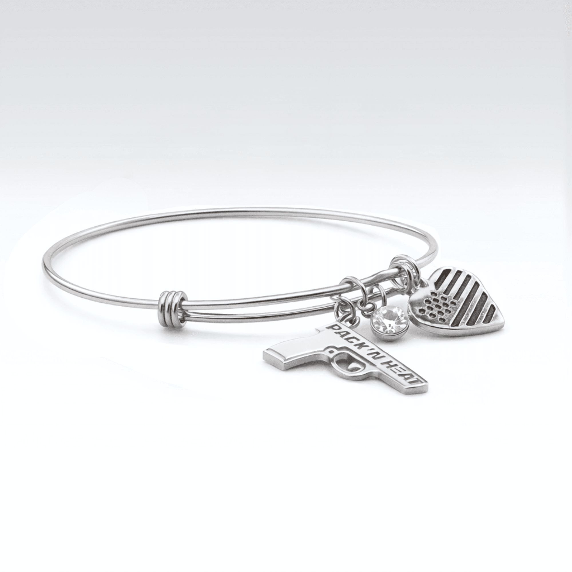 Bracelet w/ Crystal & Heart Charms - Image 2