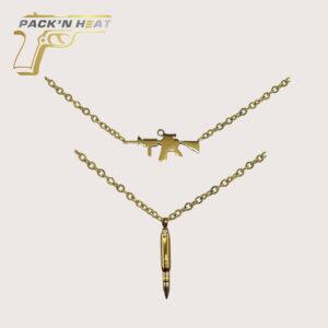 Gold Gun + Bullet Necklace