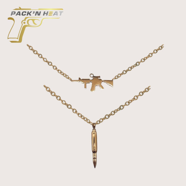 Rose Gold Gun + Bullet Necklace